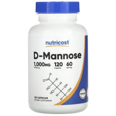 Nutricost, D-манноза, 1000 мг, 120 капсул (500 мг в 1 капсуле)